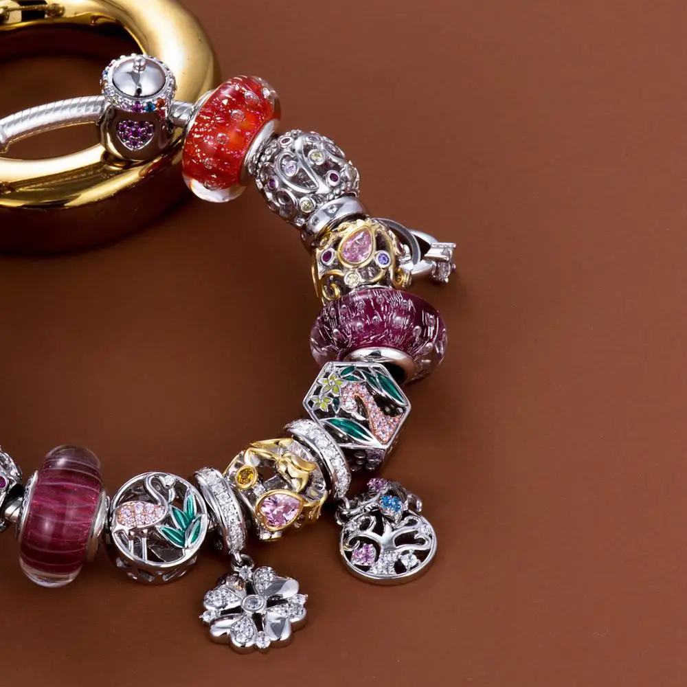 Четыре листа клевера сердце кулон 925 пробы серебро тропических рыб и вод tailBeads