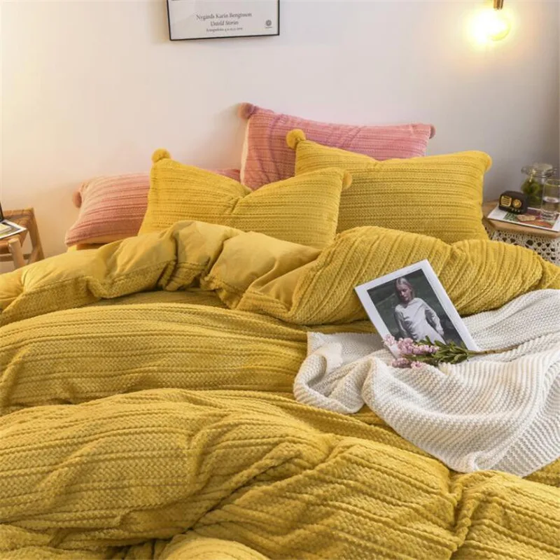 Набор бархатного постельного белья AB Side зимняя теплая флисовая простыня