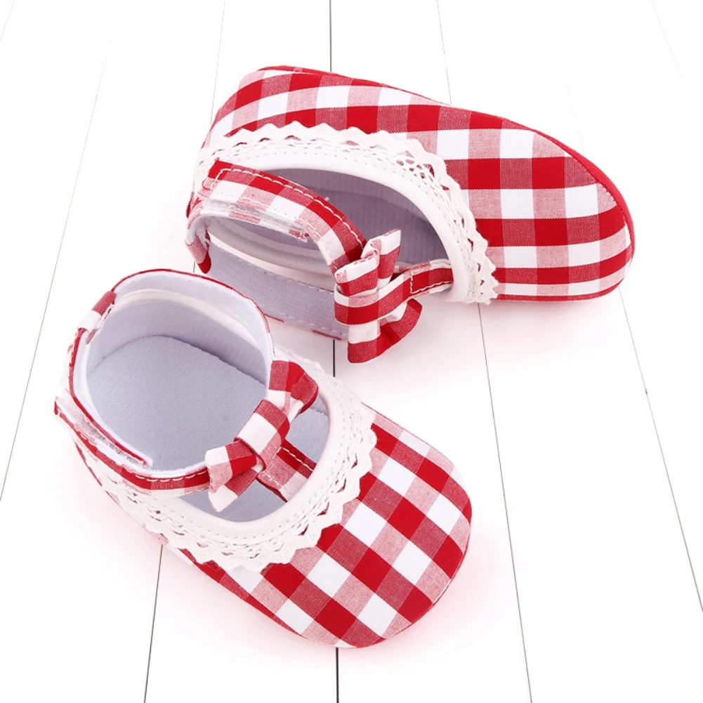 

Princess Dress Shoes No-Slip Soft Bottom First Walkers 0-18M Infant Newborn Baby Girls Spring Summer Autumn Flats Plaid