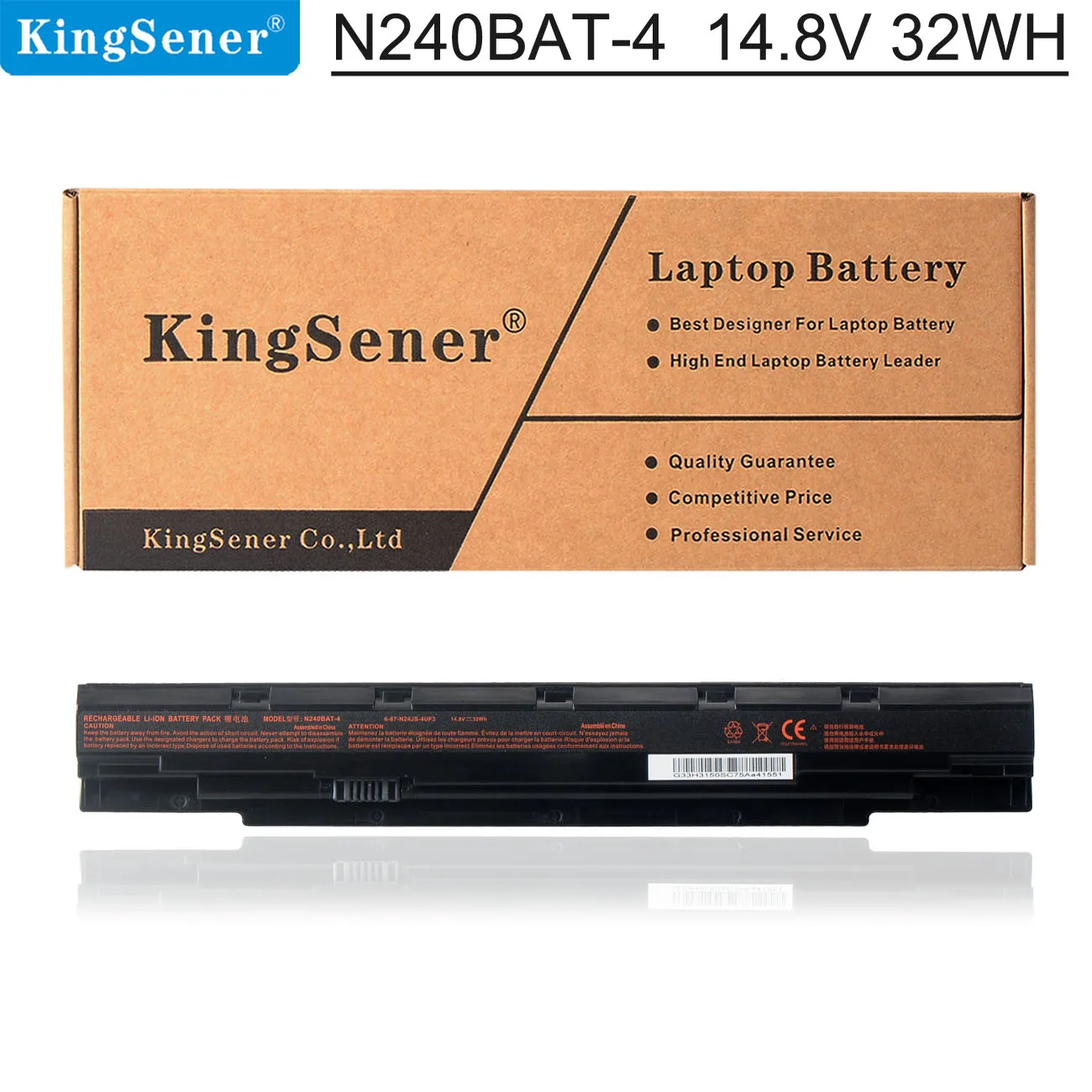 Kingsener 14.8V N240BAT-4 Laptop Battery for CLEVO N250LU N250JU N240BU N240JU for Sager NP3240 6-87-N24JS-42L3 6-87-N24JS42L2