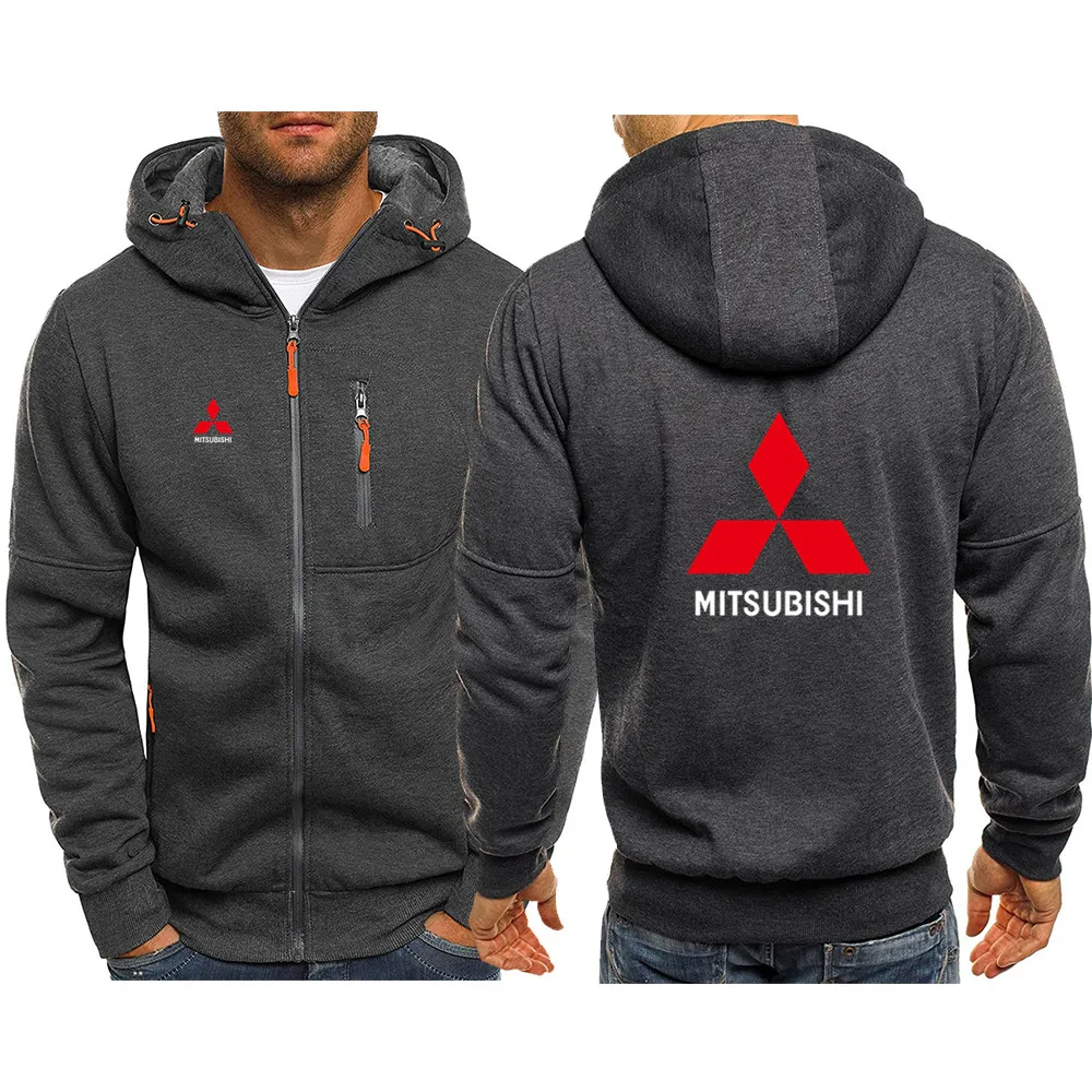 

2021 New Hoodie men Casual zipper Hooded Coat Spring and Autumn Sportswear Men's MITSUBISHI Car Logo Cardigan Sweatshirt Man