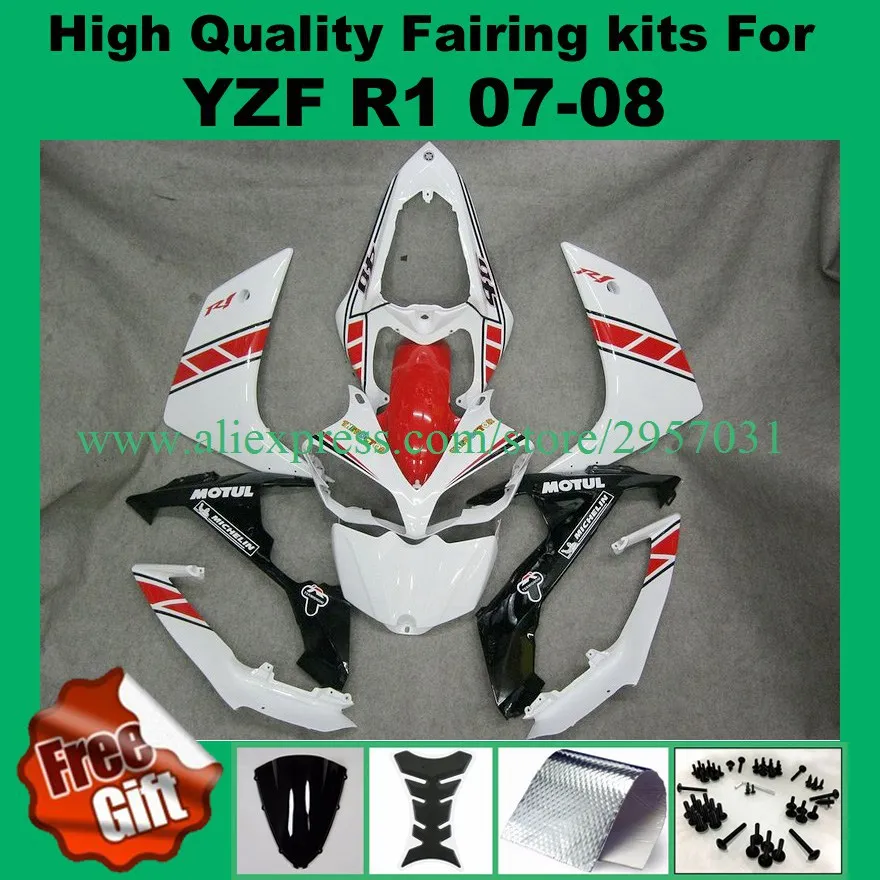

Best Fairings For Yamaha YZF R1 07 08 2007 2008 ABS White Motorcycle Full Fairing Kit Bodywork Cowling Free Screws+gifts