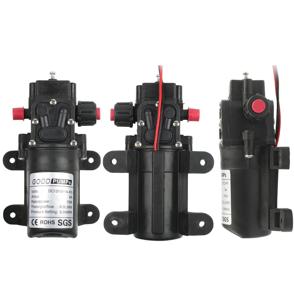 

Микро-электрический мембранный Водяной насос высокого давления, 12 В, 24 В, 70 Вт, 0,9 МПа, 6 л/мин