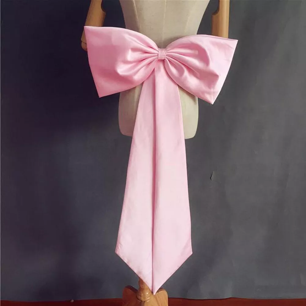 Seperate Pink Satin Bow Party Dress Knots Removeable Prom Dresses Satin Knots With Ribbon
