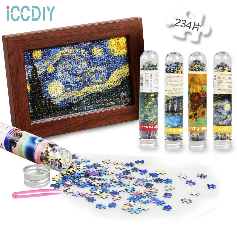 

234 pieces of adult mini test tube pocket small puzzle Van Gogh famous painting starry landscape creative decompression toy gift