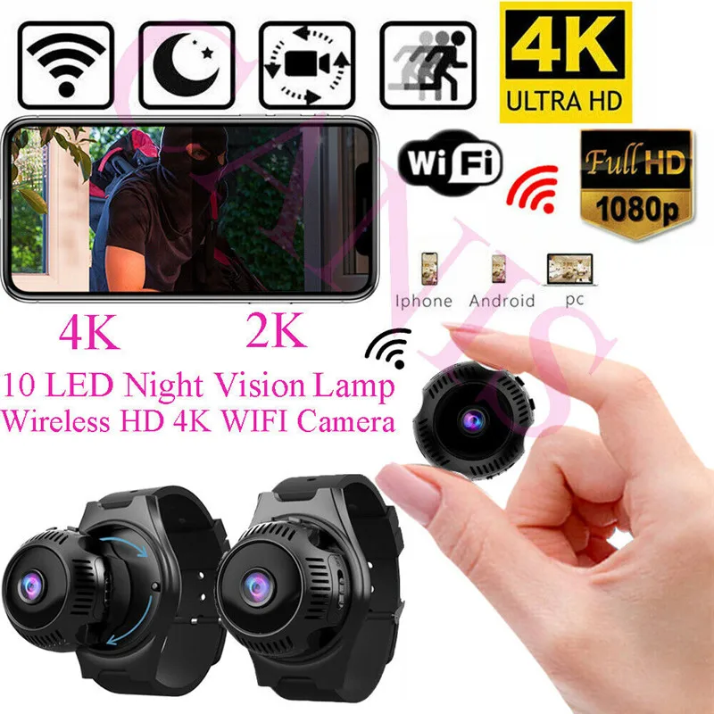 Мини-часы камера 4K UHD Беспроводная 1080P HD wifi IP Cam инфракрасная ночного видения