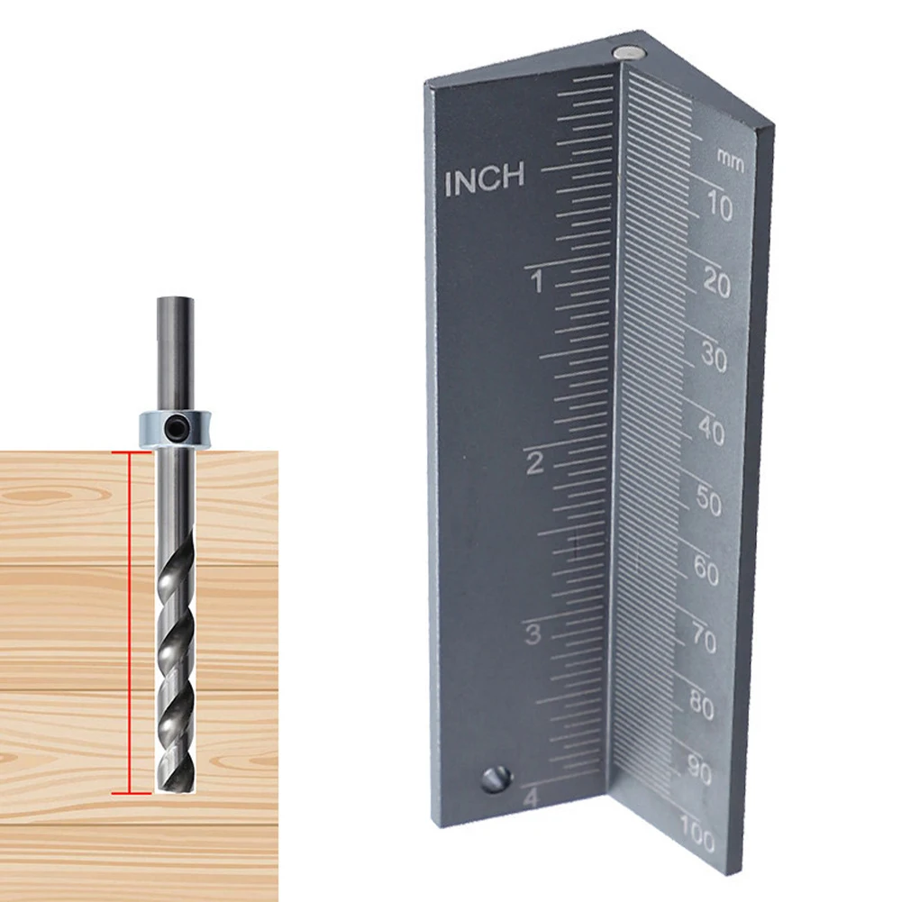 

Drill Bit Limit Ring Locator Aluminum Alloy Metric And Inch Size Saw Blade Height Measuring Ruler With Magnetic Woodworking Aids