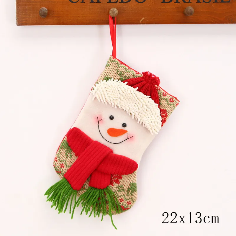style 8-27-snowman Подарочный Рождественский чулок сумки год Детские Рождественские украшения для подарков для дома с утолщённой меховой опушкой, хороший декор натальное дерево украшения Noel "сделай сам" - Цвет: style 8-27-snowman