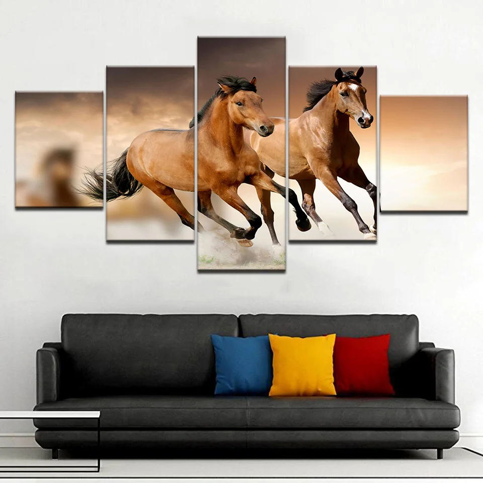 Плакаты с изображениями животных лошадей гонок современные картины на холсте