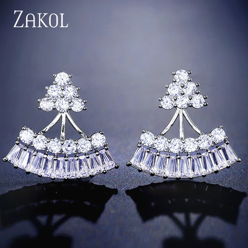 Модные женские серьги-гвоздики ZAKOL с кубическим цирконием класса ААА свадебные