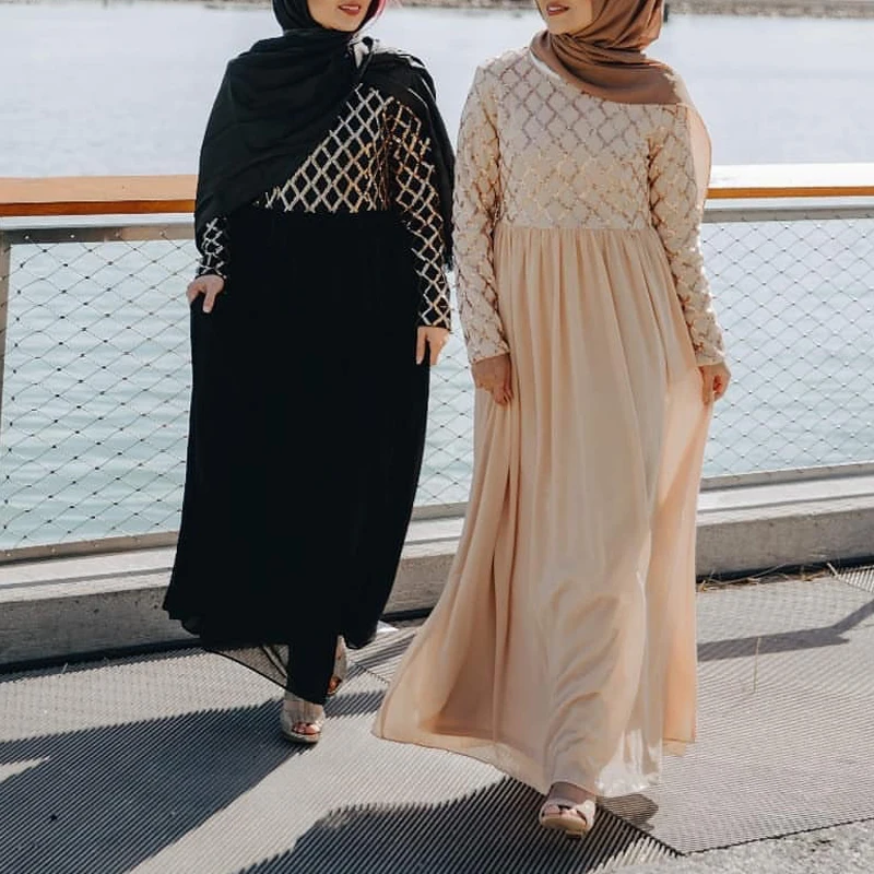 Мусульманское платье с блестками Abaya Дубай турецкий хиджаб Абая для женщин