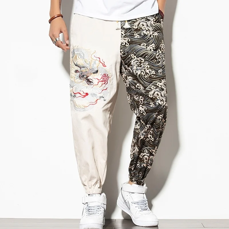 Chinese Dragon Embroidery Pants Men Jogger Streetwear Joggers Hip Hop Sweatpants Trousers 2019 New KK3279 | Тематическая одежда и