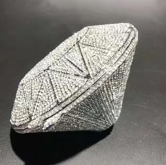Серебристый Горячее предложение! Распродажа! Новинка! Модная женская вечерняя сумочка с золотыми кристаллами в форме конуса, свадебная сумочка, маленькая коробка - Цвет: Серебристый