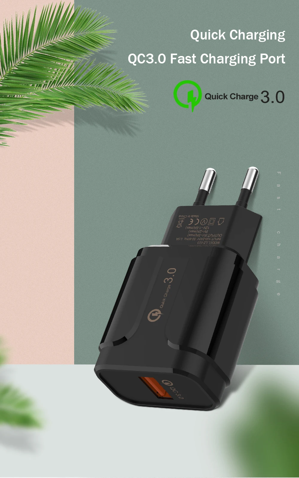 QC3.0 быстрое USB зарядное устройство с европейской вилкой, дорожное настенное зарядное устройство для мобильного телефона для iPhone X Xiaomi Mi 9 huawei P30 Pro, адаптер питания для типа C