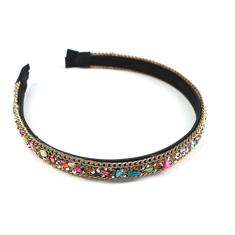 

Free shipping fashion women colored stones hairbands rhinestone girl's headbands lady's headwear hair accessories