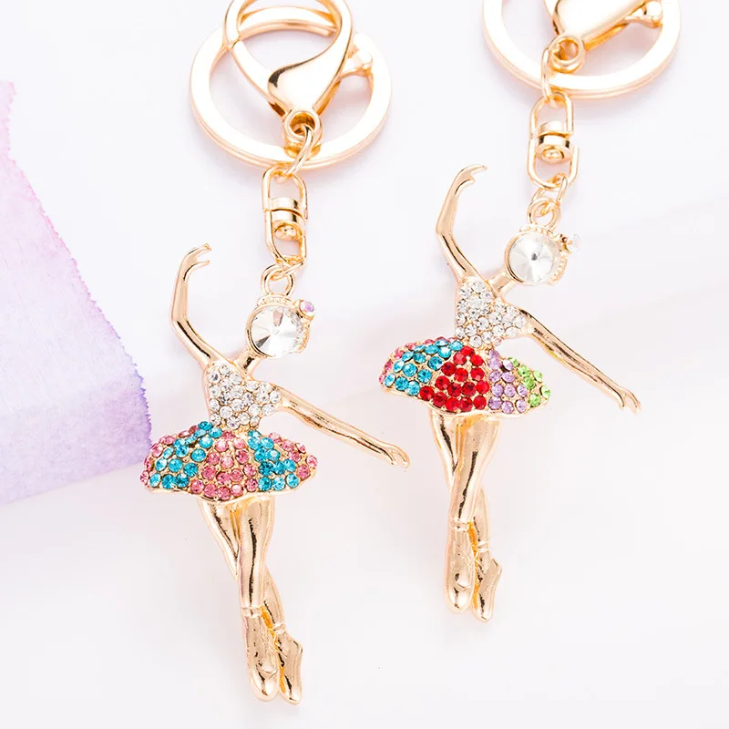 Стразы-брелок в виде танцующего ангела с кристаллами балерины кольцо для ключей