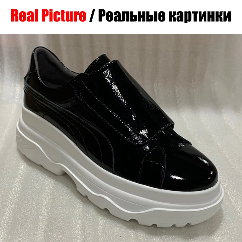 Doratasia/ г., брендовые черные повседневные кроссовки из натуральной кожи на платформе, женская обувь на плоской подошве, женская обувь для отдыха на застежке-липучке, модная обувь на плоской подошве