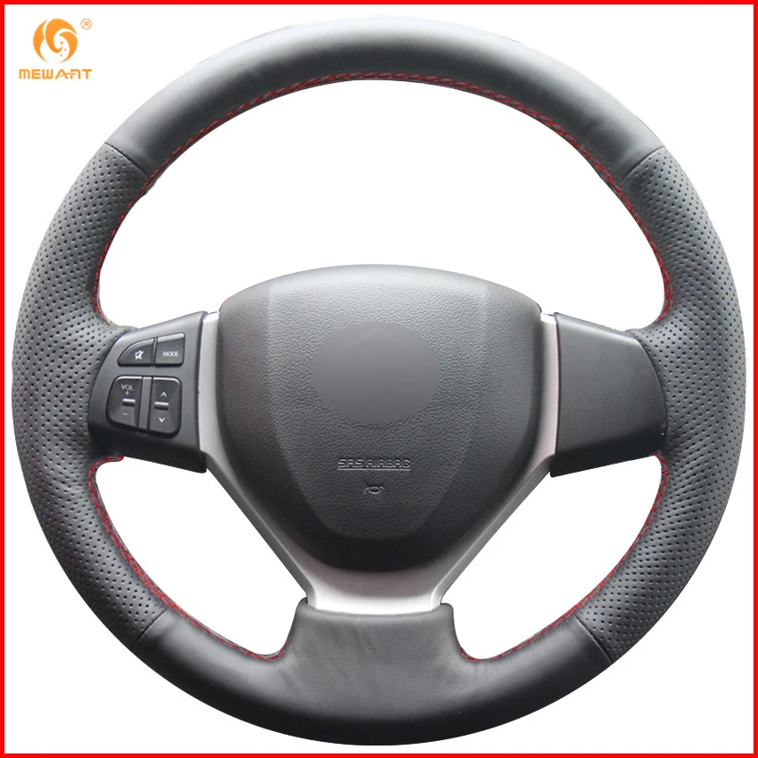 MEWANT черная натуральная кожа искусственная для Suzuki CELERIO чехол рулевого колеса