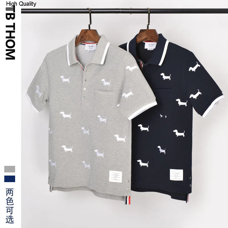 2020 рубашки поло с короткими рукавами и вышивкой в виде собаки карманом отложным