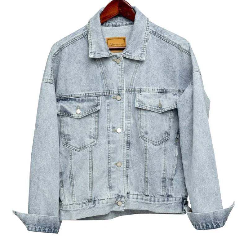 

Женская джинсовая куртка с отложным воротником, в винтажном стиле