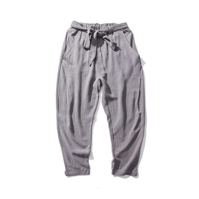 

Plus Size Peg Leg Trousers Summer Workout Harem Pants Men XXXXXL Japan Style Elastic Waist Streetwear Linen Pants Men 5XL 4XL