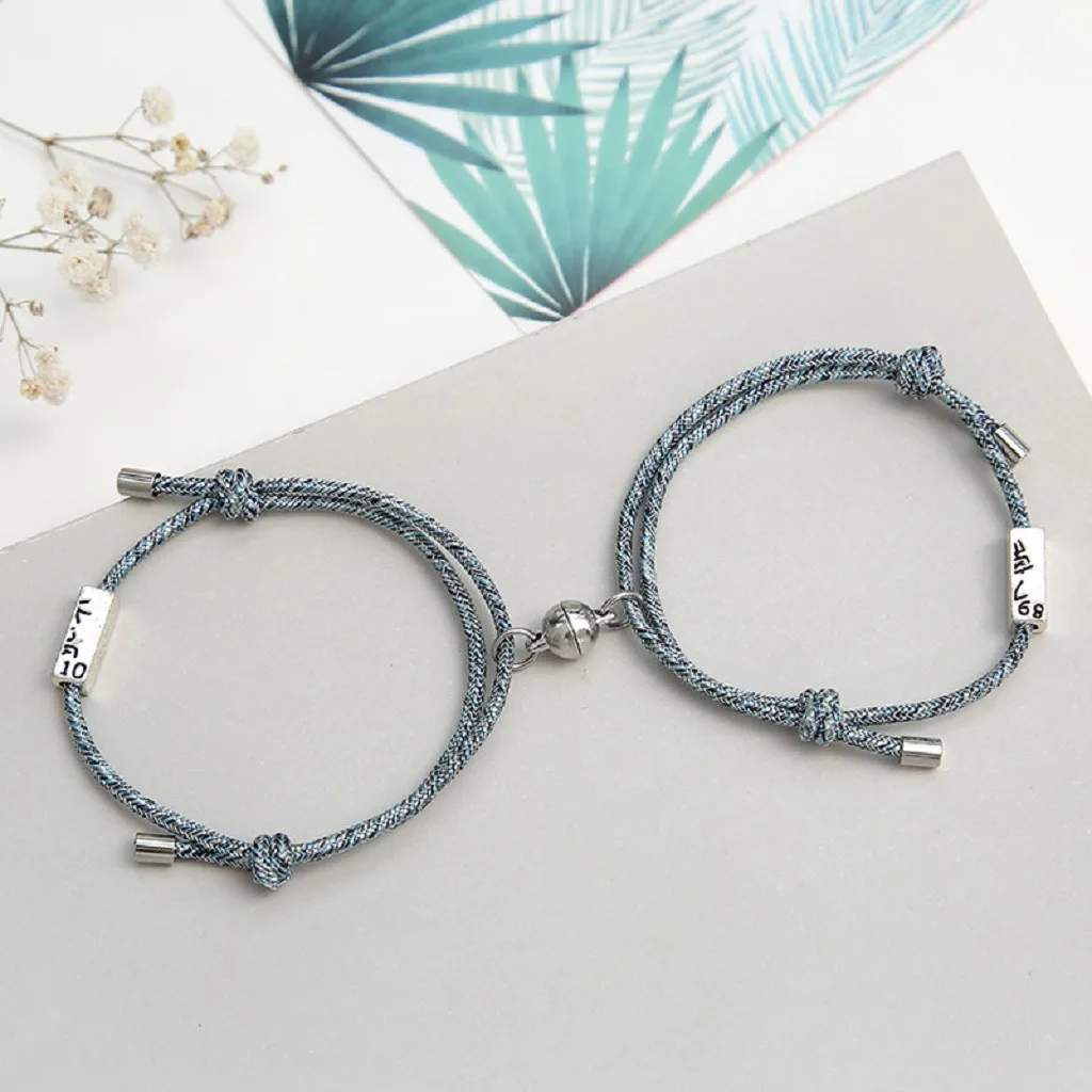 Магнитный удачи пара веревочный браслет торжественного любви сплава