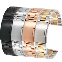 black stainless steel watchbands bracelet 18mm 20mm 22mm 24mm 26mm 28mm 30m solid metal watch band men strap accessories