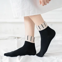 new arrived wholesale spring soft cotton woman patchwork plaid harajuku retro casual fashion high quality double deck welt socks