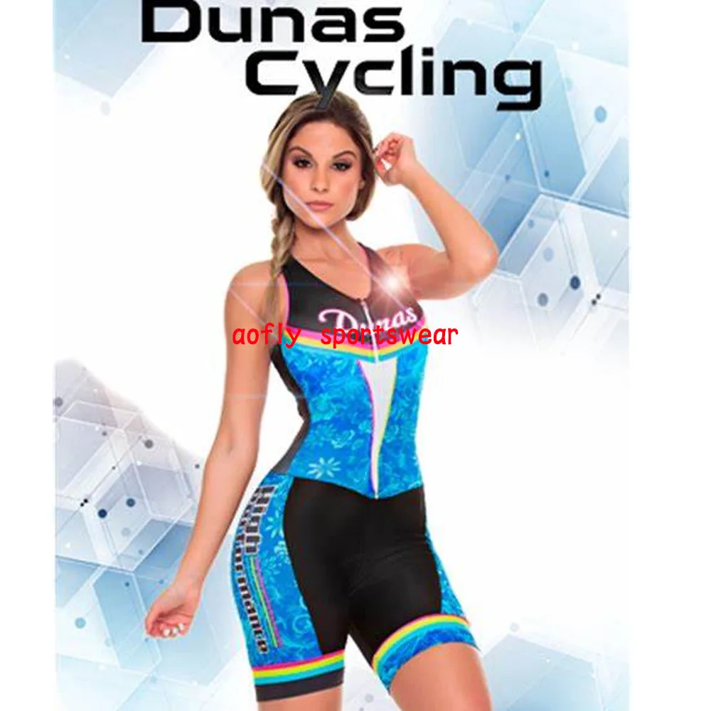 

2021 DUNAS Women's Fashion Clothes Cycling Triathlon Sets Sleeveless Macaquinho Ciclismo Feminino Bicycle Skinsuit Jumpsuit Kits