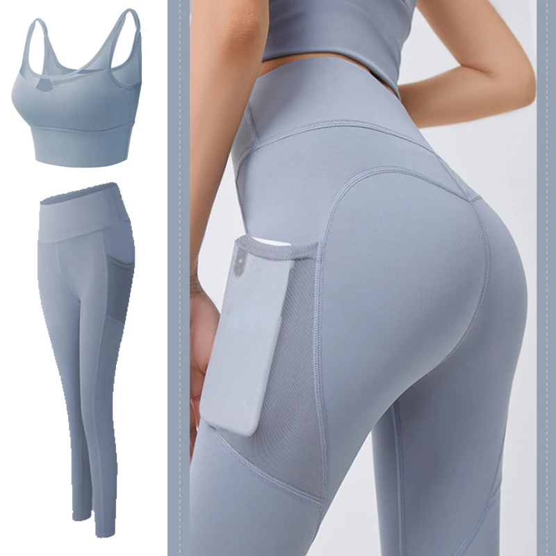 

Women Yoga Set Seamless Fitness Suit Gym Clothing Shorts Workout Crop Top Sport Shirt Solid Pant High Waist Leggings Running Bra