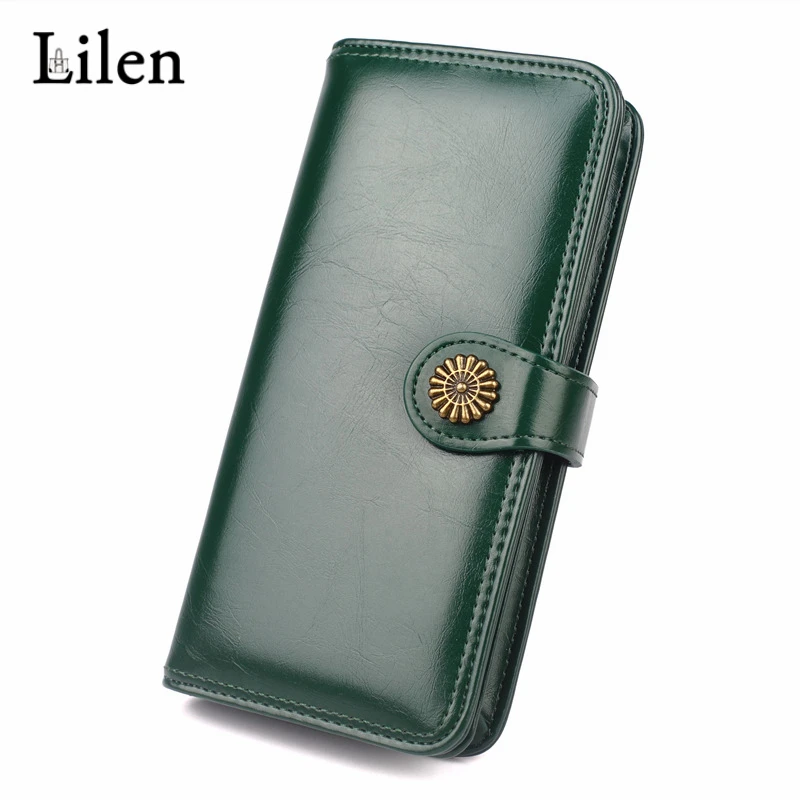 

LILEN Длинный дизайнерский клатч с пряжкой, качественная сумка из искусственной кожи для карт, Большой Вместительный женский складной кошеле...