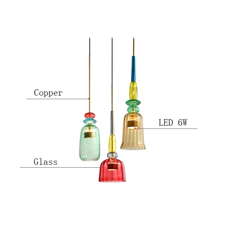 

Modern Color Candy Pendant Lights LED Single Head Glass Hanging Lamp For Home Restaurant Living room Decoration Lighting Fixture