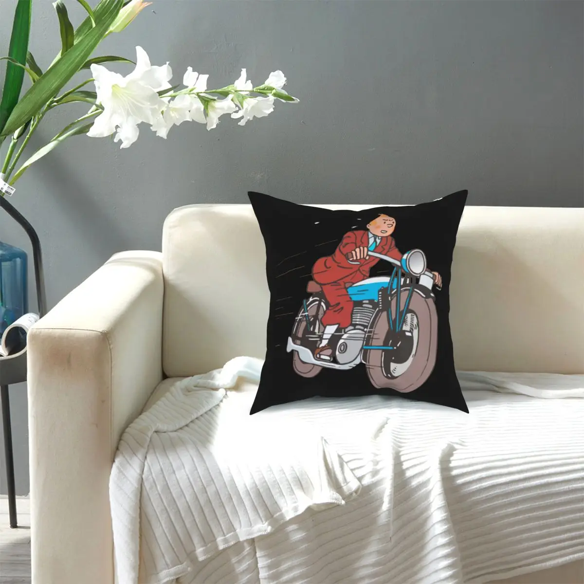 

Motorcycle The Adventures Of Tintin Pillowcover Home Decorative Cushion Cover Throw Pillow for Living Room Double-sided Printing