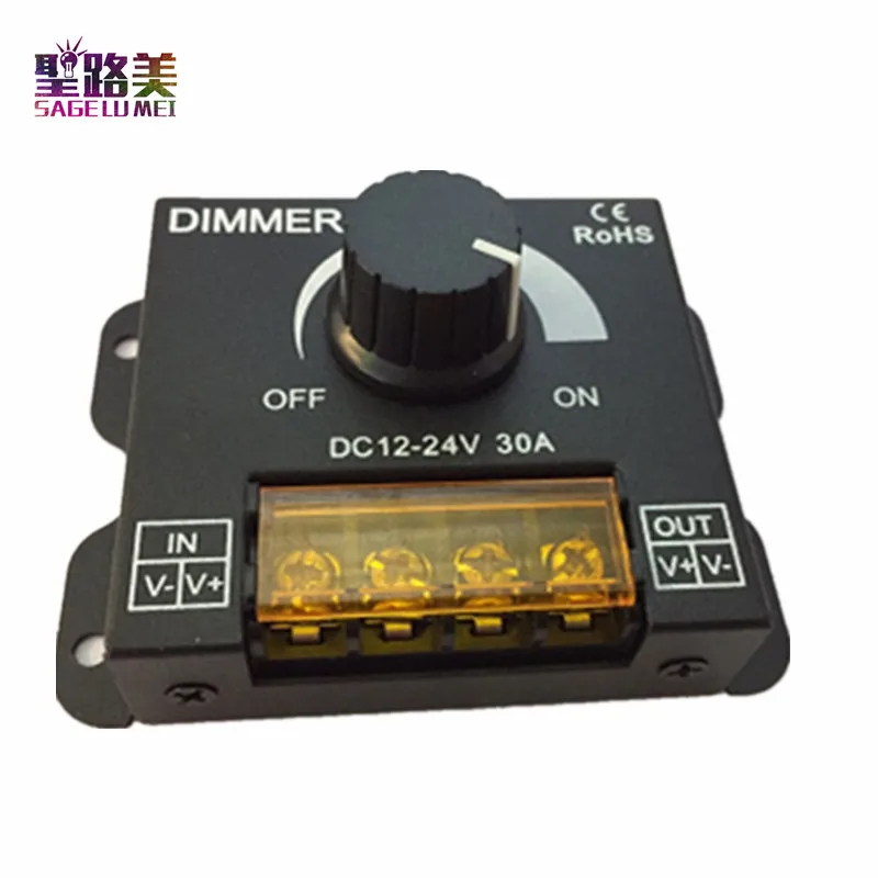 

DC12V-24V LED Dimmer 8A 30A 96W 360W Adjustable Brightness Lamp Strip Light Driver Single Color LED Controller 5050 3528 Tape