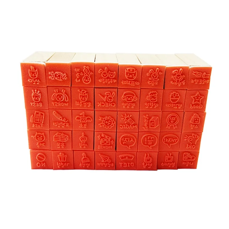 4 компл./Лот деревянные штампы с милыми животными дневник узор резиновые