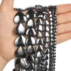 Бусины из натурального камня, черные гематита в форме сердца, круглые бусины россыпью для изготовления ювелирных изделий сделай сам, аксессуары для браслетов