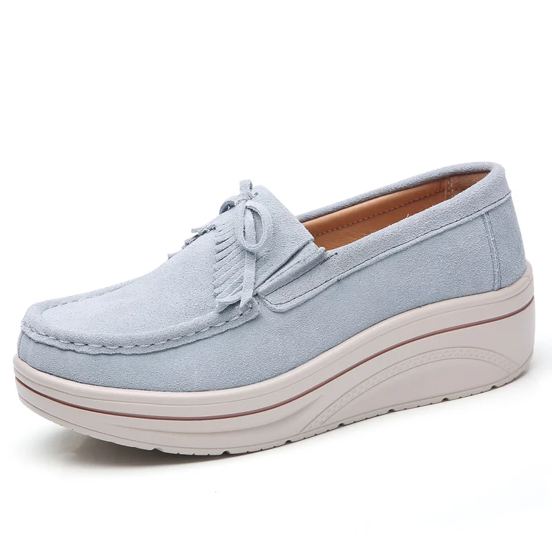 3037gray Весенняя обувь; женские кожаные кроссовки на плоской подошве; женская повседневная обувь на платформе; слипоны на плоской подошве; лоферы; женские мокасины на толстой подошве - Цвет: 3037gray