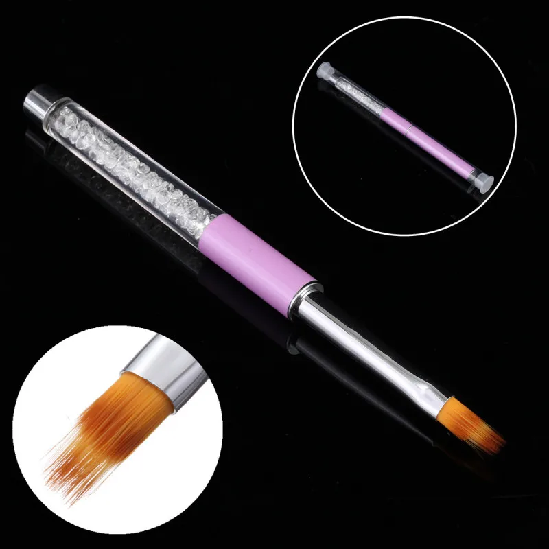 

Rhinestone Handle Nylon UV Gel Nail Brush Ombre Nail Brush Flower Drawing Painting Coating Manicure Tools Nail Art Tool