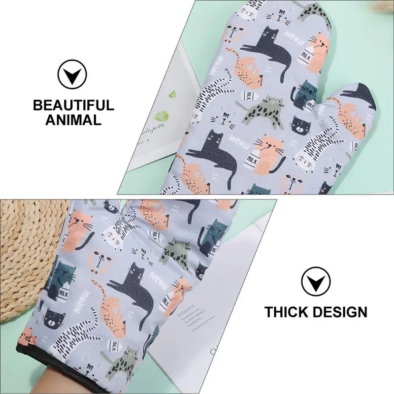 

2Pcs Animal Printing Style Gloves Heat Resistant Gloves Microwave Oven Gloves Kitchen Baking Tool