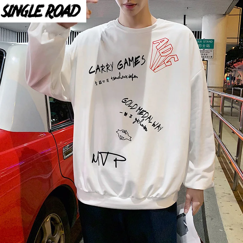 SingleRoad Для мужчин s толстовка с круглым вырезом на шее 2020 осень больших размеров в