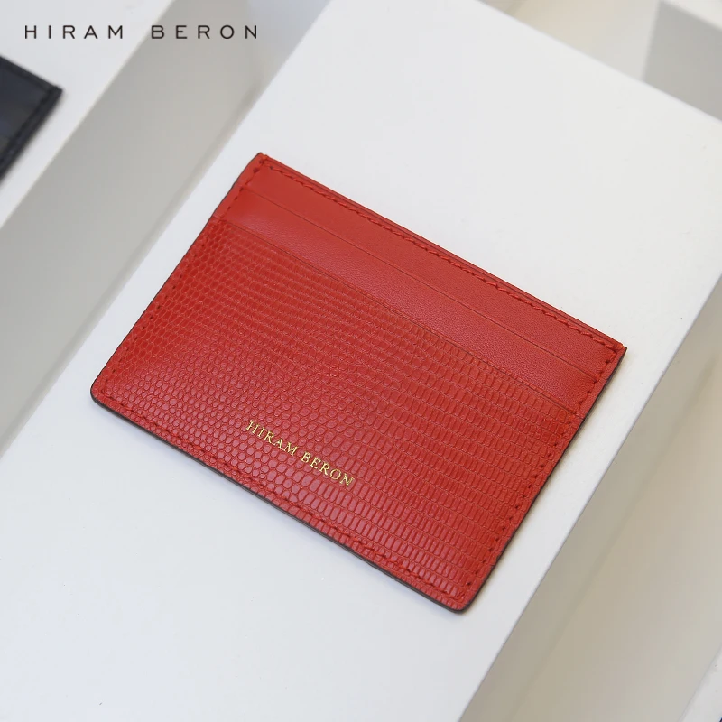 

Hiram Beron FREE Monogram Luxury Card Wallet Genuine Leather Brand Case Lizard Pattern from Italy 6 Colors Available Dropship