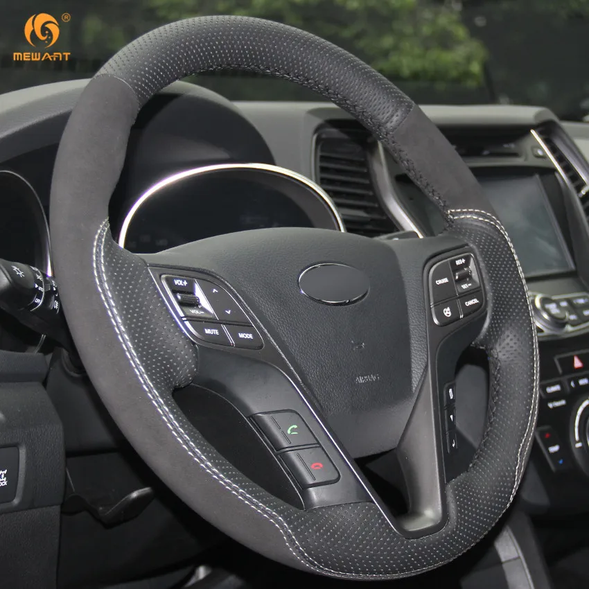 MEWANT черная натуральная кожа замша для Hyundai Santa Fe 2013-2018 ix45 аксессуары интерьера