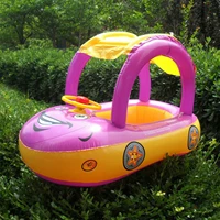 baby swim ring sunshade steering wheel safe holiday floating summer kids seat inflatable swimming boat toys water pool tube pvc