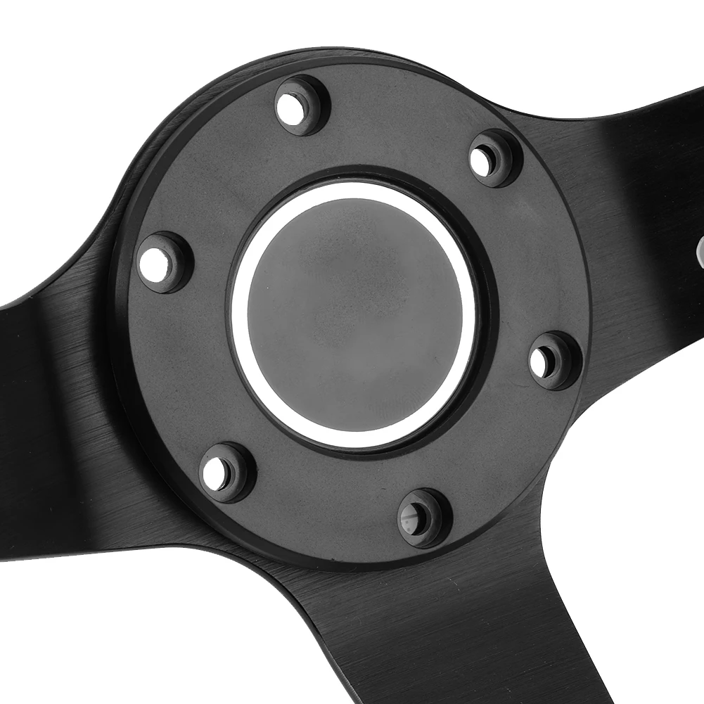 

Steering wheel hubs 350mm/14in for SPARCO style 6-bolts Deep Dish Black Leather Racing Steering wheel W/ Horn Car Accessories