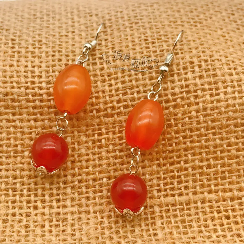 Стильные серьги из натурального агата модные Универсальные простые