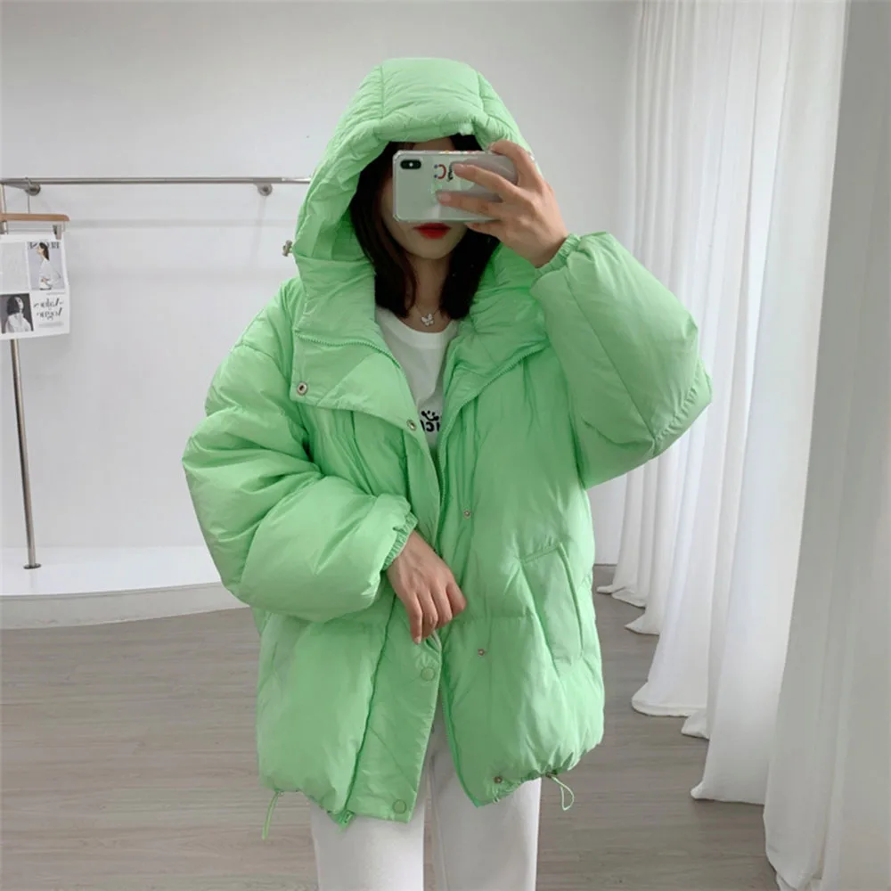 

Winter Women's Fluffy Down Coat Female d Thicker Warm Down Jacket Hooded Down Parkas