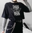 Смерть моли Для женщин футболка уличная Harajuku 90s Винтаж свободные короткий рукав Готический эстетику Графические футболки Egirl стильный гранж сгусток
