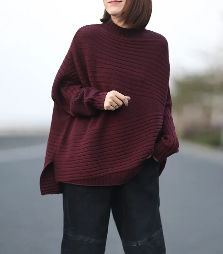 Женский свитер Осень-зима большой размер вязаные неровные топы новинка 2019