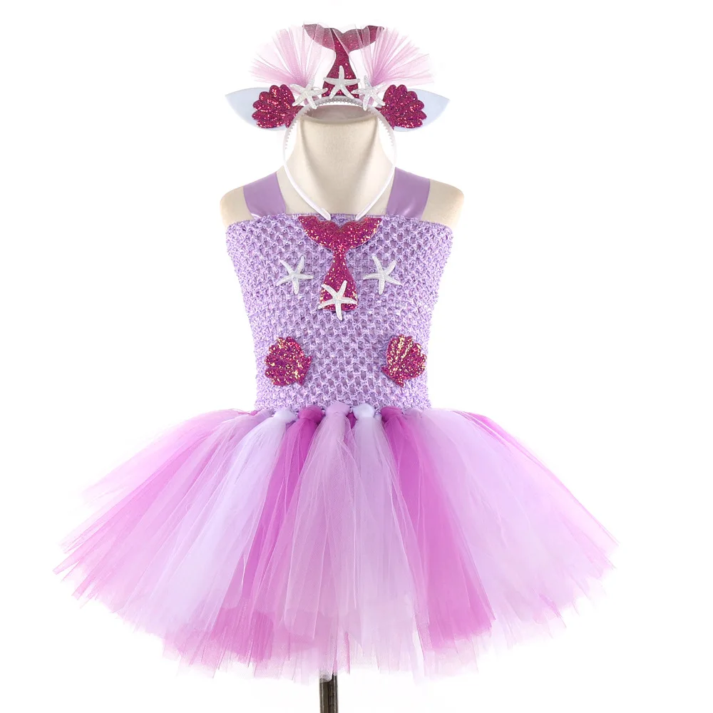 

Mermaid Cosplay Costume Purple Princess Mermaid Toddler Kids Girls Tutu Dresses Baby Girl Christmas Dress Birthday Kids Clothes
