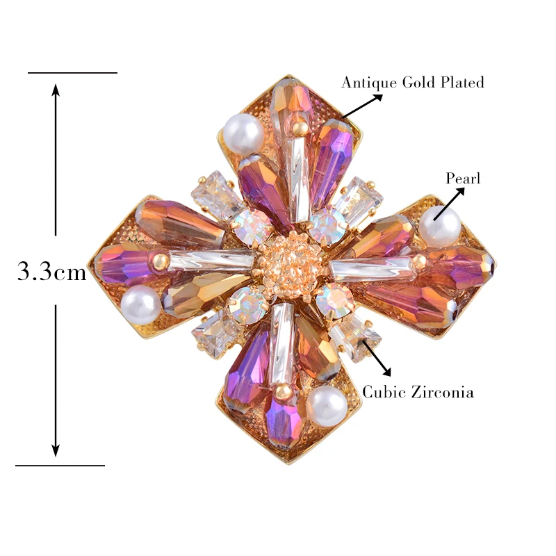

SINLEERY Vintage Four Petal Purple Flower Pearl Cubic Zirconia Enamel Pin Gold Color Brooch For Women 2021 New Arrival XZ170 SSK